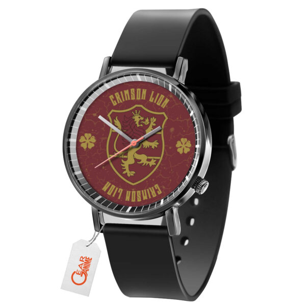 Crimson Lion Black Clover Anime Leather Band Wrist Watch Personalized