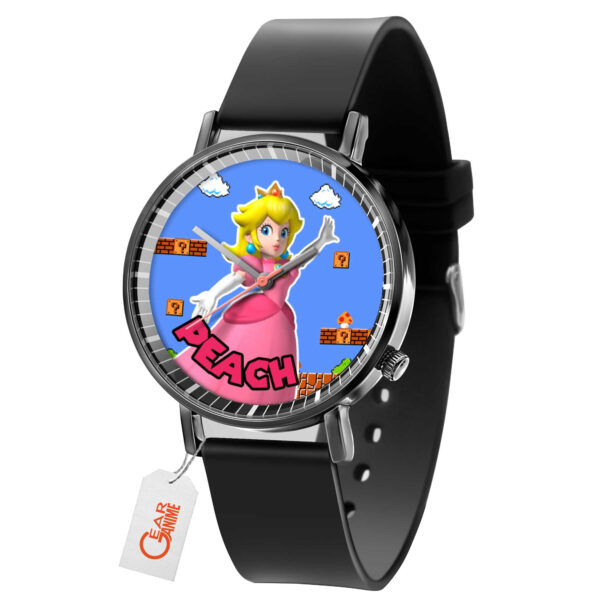 Princess Peach Mario Anime Leather Band Wrist Watch Personalized