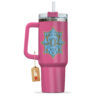 Aqua Deer 40oz Pink Anime Tumbler Cup Handle Printed and Engraved