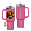 Trafalgar D. Law 40oz Pink Anime Tumbler Cup Handle Printed and Engraved