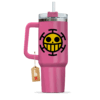 Trafalgar D. Law 40oz Pink Anime Tumbler Cup Handle Printed and Engraved