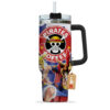 Monkey D. Luffy Dressrosa Arc Personalized Name Coffee 40oz Anime Tumbler Cup With Handle Custom Anime