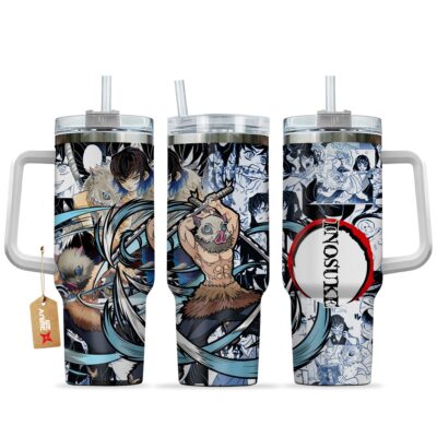 Inosuke Hashibira 40oz Anime Tumbler Cup With Handle Custom Manga Art Personalized Name