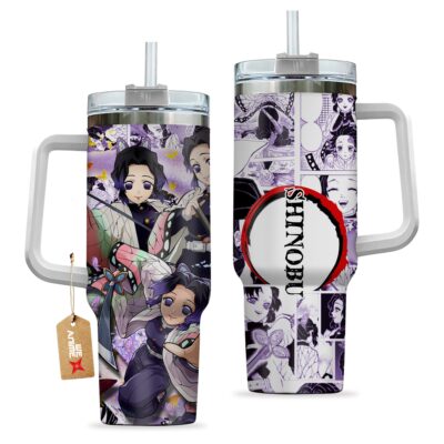 Shinobu Kocho 40oz Anime Tumbler Cup With Handle Custom Manga Art Personalized Name