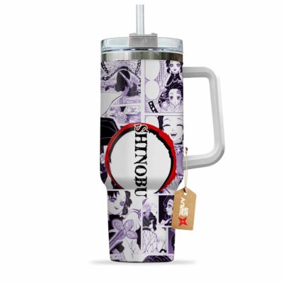 Shinobu Kocho 40oz Anime Tumbler Cup With Handle Custom Manga Art Personalized Name