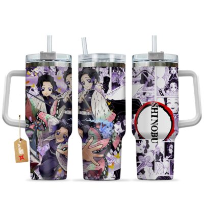 Shinobu Kocho 40oz Anime Tumbler Cup With Handle Custom Manga Art Personalized Name