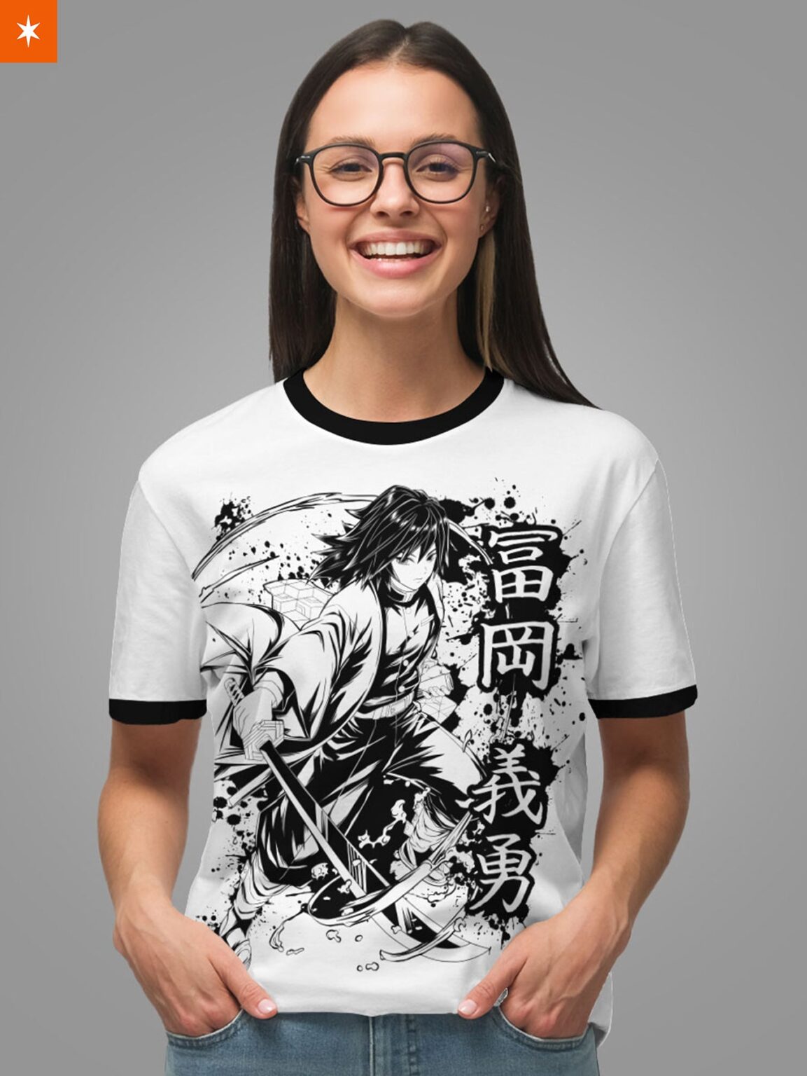 Giyu B&W Demon Slayer Anime Unisex T-Shirt