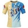 Hooktab Gyarados Attack Pokemon Short Sleeve Rash Guard Compression Shirt Cosplay Anime Gym Shirt