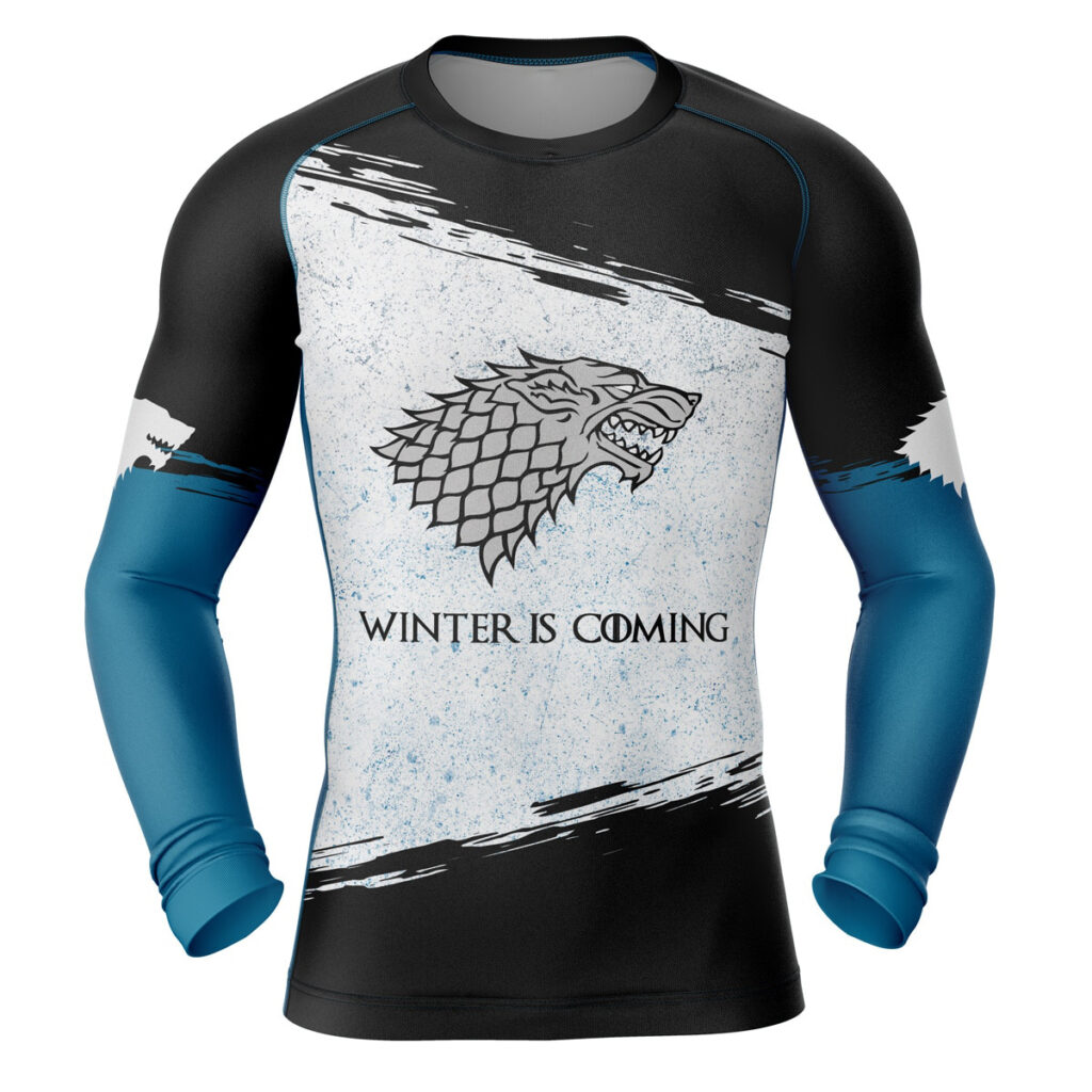 Hooktab House Stark Game of Thrones Long Sleeve Rash Guard Compression Shirt Cosplay Anime Gym Shirt