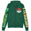 Leafeon Pokemon Streetwear Otaku Cosplay Anime Zip Hoodie