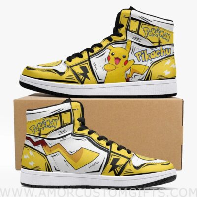 Pikachu Pokemon 2 Mid Top Basketball Sneakers Shoes