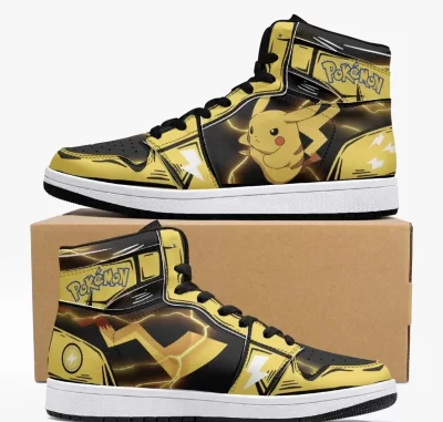 Pikachu Pokemon Mid Top Basketball Sneakers Shoes