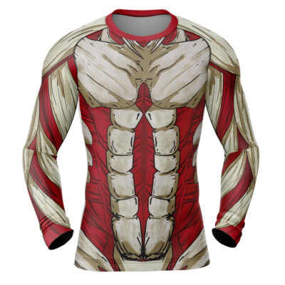 Hooktab Reiner Braun Armored Attack on Titan Long Sleeve Rash Guard Compression Cosplay Anime Gym Shirt