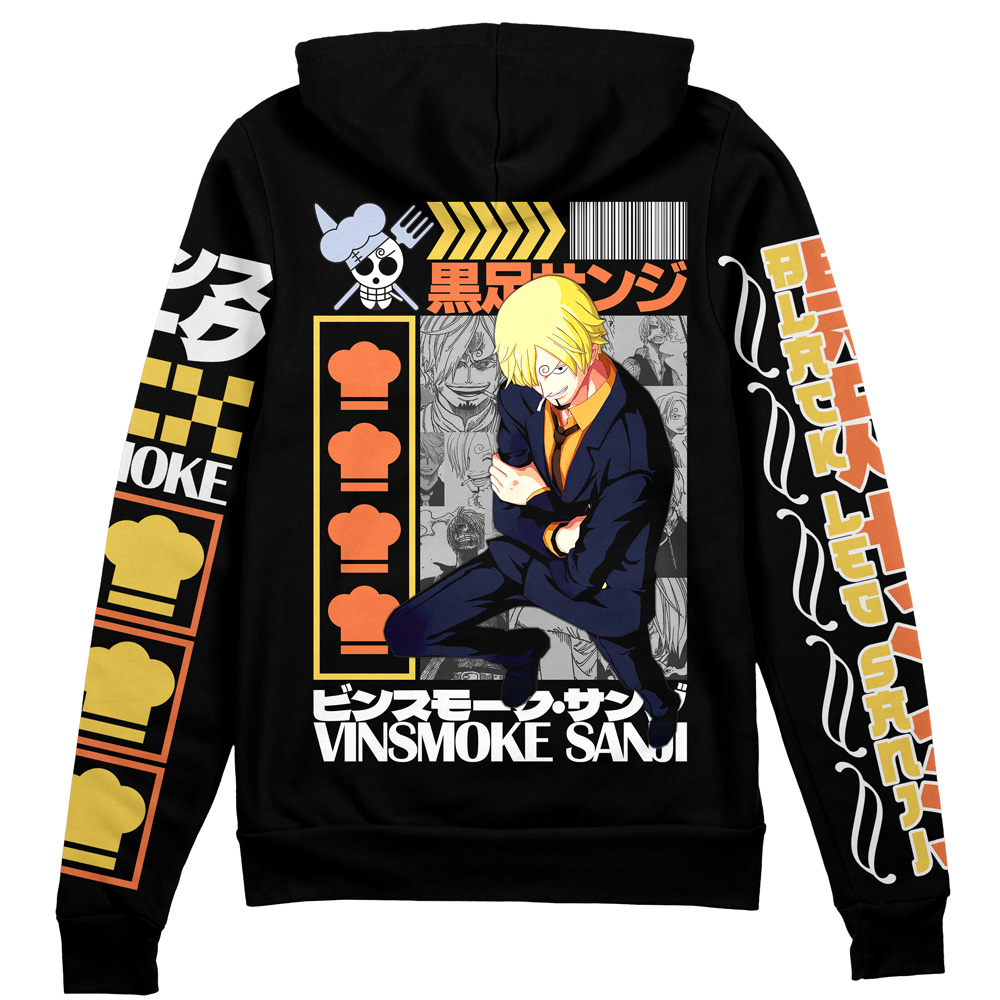 Vinsmoke Sanji One Piece Streetwear Otaku Cosplay Anime Zip Hoodie