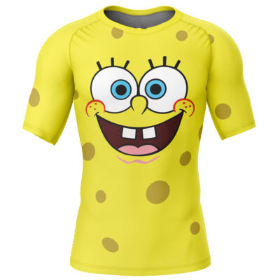 Hooktab SpongeBob SquarePants Short Sleeve Rash Guard Compression Shirt Cosplay Anime Gym Shirt