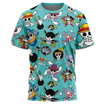 Hooktab Strawhats Jolly Roger One Piece Anime T-Shirt