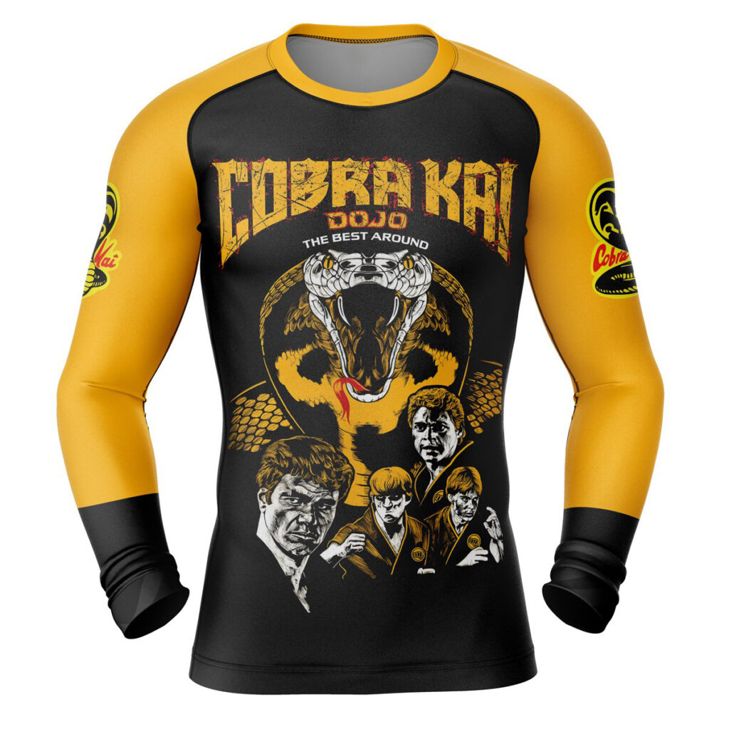 Hooktab Sweep the Leg Cobra Kai Long Sleeve Rash Guard Compression Cosplay Anime Gym Shirt