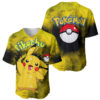 Tie Dye Style Pikachu Baseball Jersey Pokemon Baseball Jersey Anime Baseball Jersey