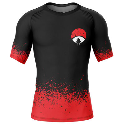 Hooktab Uchiha Clan Symbol Itachi Naruto Short Sleeve Rash Guard Compression Shirt Cosplay Anime Gym Shirt