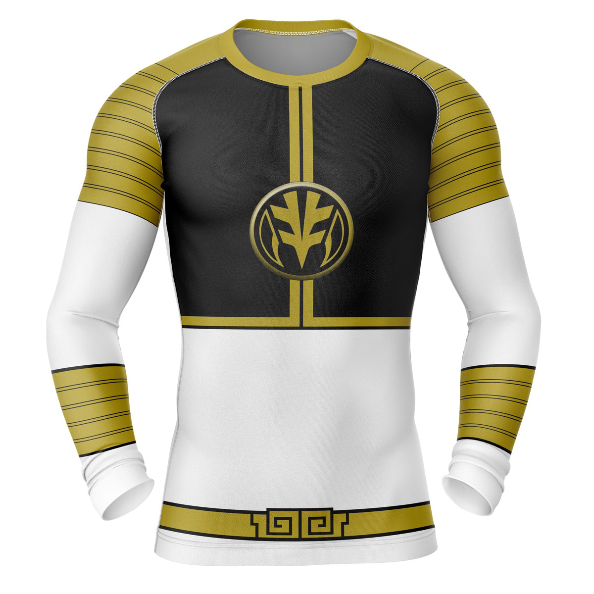 Hooktab White Ranger Power Rangers Long Sleeve Rash Guard Compression Cosplay Anime Gym Shirt