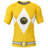 Hooktab Yellow Ranger Mighty Morphin Power Rangers Short Sleeve Rash Guard Compression Shirt Cosplay Anime Gym Shirt