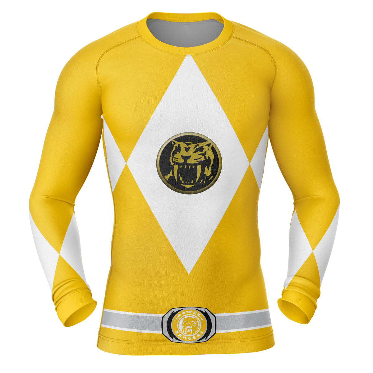 Hooktab Yellow Ranger Power Rangers Long Sleeve Rash Guard Compression Cosplay Anime Gym Shirt