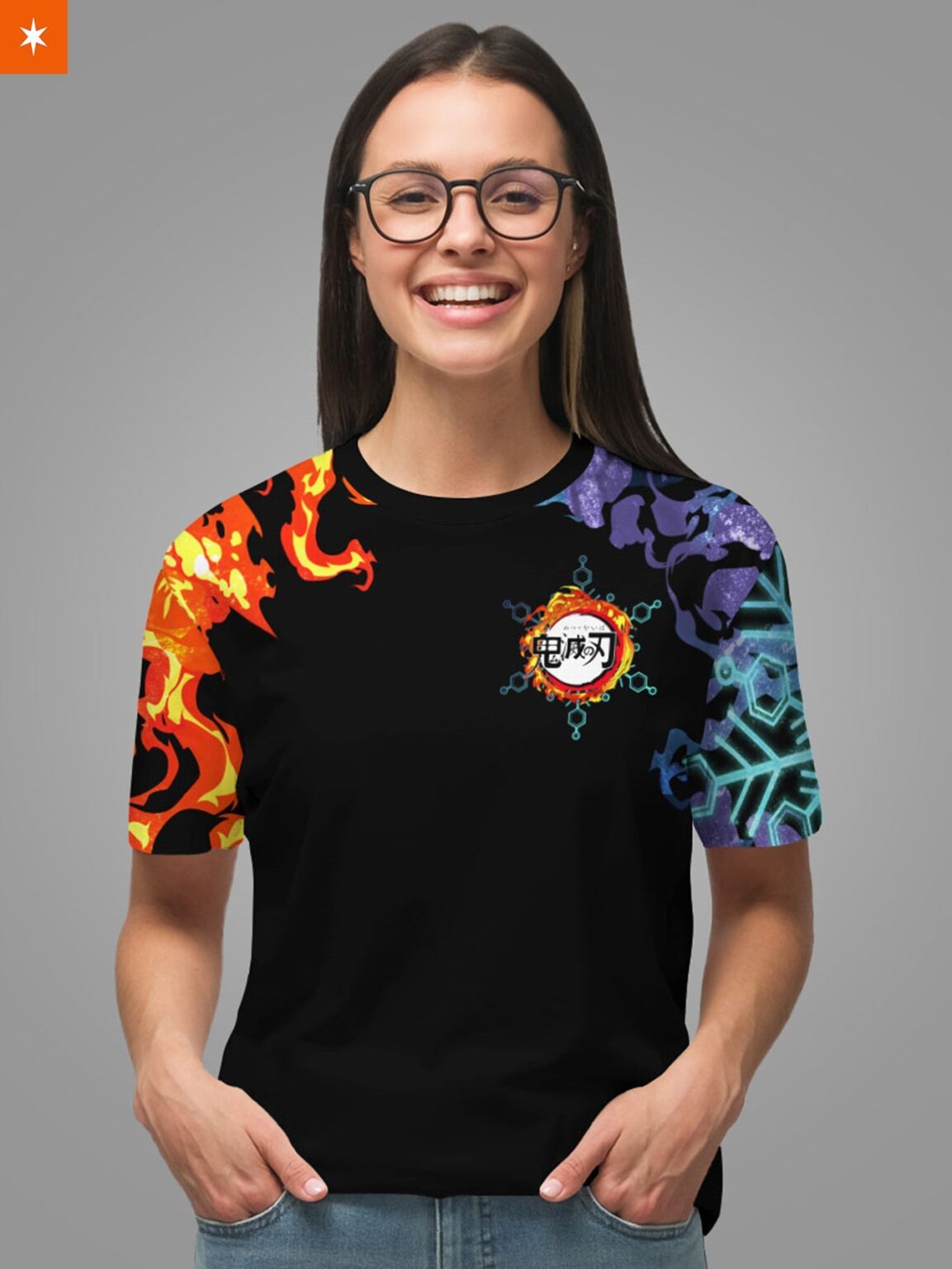 Yin Yang Rengoku Akaza Demon Slayer Anime Unisex T-Shirt