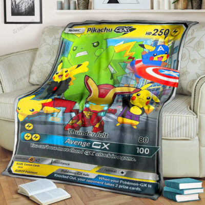 Anime Avengers Pikachu GX! Custom Pokemon Blanket