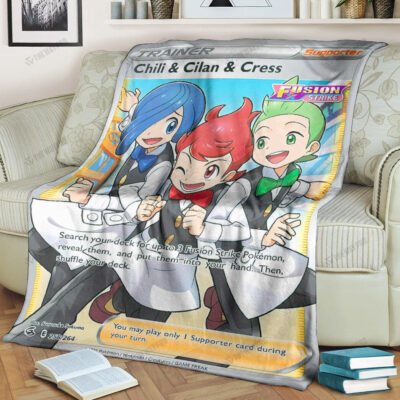 Anime Chili & Cilan & Cress Trainer Custom Pokemon Blanket