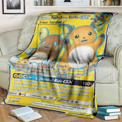 Anime Raichu & Alolan Raichu-GX Custom Pokemon Blanket