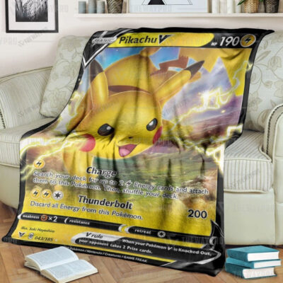 Anime Pikachu V Vivid Voltage Custom Pokemon Blanket