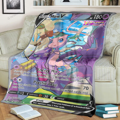Anime Mew V Fusion Strike Custom Pokemon Blanket