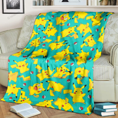 Anime Pikachu Seamless Pattern Custom Pokemon Blanket