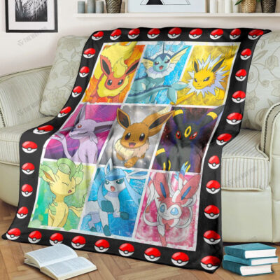Anime Eevee Evolution Custom Pokemon Blanket