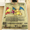 Anime First Edition Charizard Gold Card Custom Pokemon Blanket