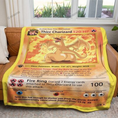 Anime Thicc Charizard Custom Pokemon Blanket