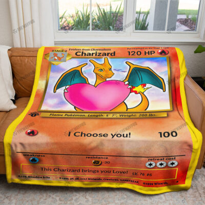 Anime Charizard I Choose You Custom Pokemon Blanket