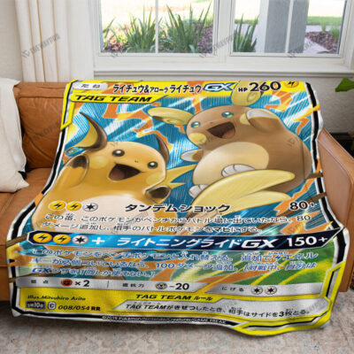 Japanese Raichu & Alolan Raichu GX Custom Pokemon Blanket