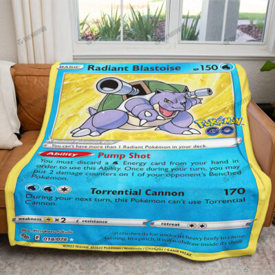 Radiant Blastoise Card Custom Pokemon Blanket