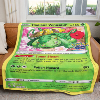 Radiant Venusaur Card Custom Pokemon Blanket