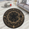 Black Orange Magic Circles Round Rug Custom Cardcaptor Sakura Anime Room Mats