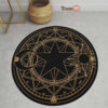 Black Orange Magic Circles Round Rug Custom Cardcaptor Sakura Anime Room Mats