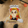 Rengoku Umai Umai Shaped Rug Custom Anime Room Decor Mat Quality Carpet