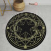 Black Yellow Magic Circles Round Rug Custom Cardcaptor Sakura Anime Room Mats