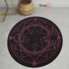 Black Pink Magic Circles Round Rug Custom Cardcaptor Sakura Anime Room Mats