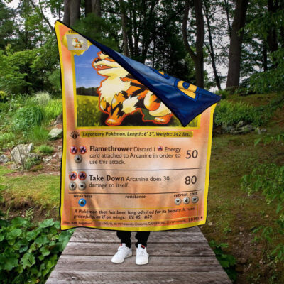 Arcanine Base Set Custom 2-Side Printed Thicken Pokemon Blanket