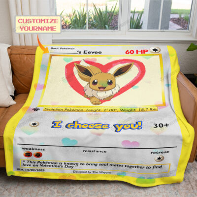 Valentine Eevee I Choose You Custom Pokemon Blanket
