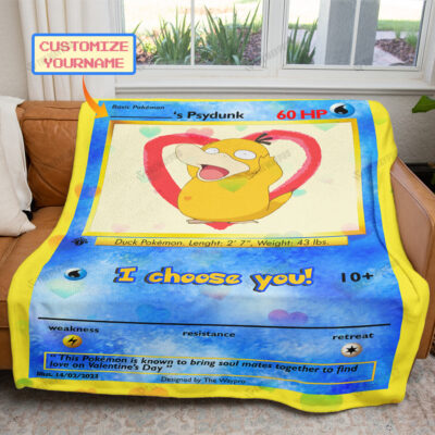 Valentine Psyduck I Choose You Custom Pokemon Blanket