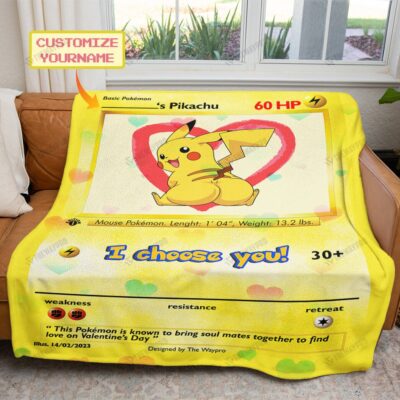 Valentine Thicc Pikachu I Choose You Custom Pokemon Blanket