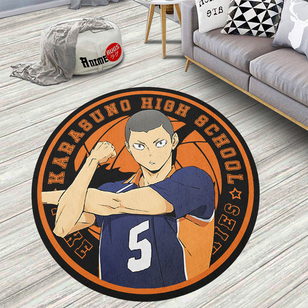 Haikyuu Ryunosuke Tanaka Round Rug Anime Room Mats - HookTab.com